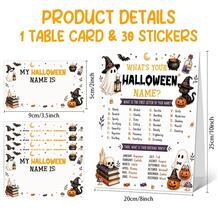 Halloween Name Game, What's Your Halloween Name?, Family Fall Party Activities, Baby Baptism, Halloween Trick-Or-Treat Party, 1 Sign With 30 Stickers - View 2