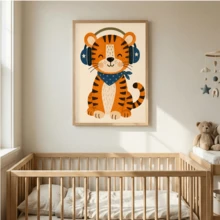 1pc Framed Canvas Wall Art For Baby Nursery, Tiger Theme Baby Room Wall Decor, Cute Tiger Pattern, Jungle Animal Theme Baby Room Decoration, Wildlife Zoo Theme Baby Room Art, Children's Tiger Poster, Children's Room Decor, Framed Toddler Room Wall Art Perfect For Playroom Decor, Kindergarten Decor, Boys Room Decor, Girls Bedroom Decor, Children's Room Decor, Children's Room Poster, Classroom Decor - Multicolor - View 9