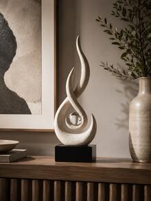 Abstract Sandstone Flame Sculpture, Suitable For Living Room Coffee Table Decor | Modern Black Sculpture Decor, Suitable For Living Room, Bookshelf, Dining Table Centerpiece, Office Desk, 6.3 Inches Tall, Minimalist Matte Style - A - View 7