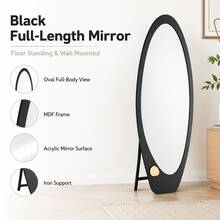 60*160cm Irregular Oval Full Length Mirror, Freestanding & Wall Mounted Dressing Mirror With MDF Frame, Decorative Full Body Mirror For Bedroom Entryway, Random Color Shipment - 60*160cm - View 5