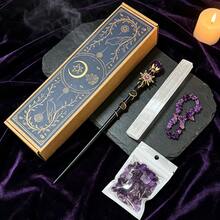 1box Amethyst Witch Crystal Wand Altar Kit, Natural Crystal Stones Selenite Wand Bracelet Wicca Ritual‑Supplies, Spiritual Decor Halloween Witchcraft - Scepter Plaster Set - View 3