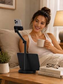 Bed Tablet Holder, Adjustable Long Arm Phone Clamp, 360° Rotating Slouchy Arm Metal Clamp Mount, Foldable Overhead Smartphone & Tablet Stand For Desk Bedside Bed Edge, Recording Live Streaming, Hands-Free Viewing, For 4-13 Inch Devices Kindle - Multicolor - View 8
