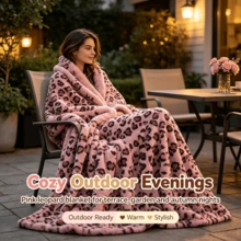 Pink Leopard Print Thickened Flannel Blanket, Skin-Friendly Soft No Shedding, Sofa Bedroom Throw Blanket, Vintage Wild Style Soft Decoration Blanket - Multicolor - View 1