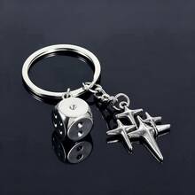 1pc Fashion Lucky Dice Keychain, Unisex, New Multi-Sided Dice Phone Case Bag Car Key Chain Pendant Car Decoration Bag Charm - Multicolor - View 5