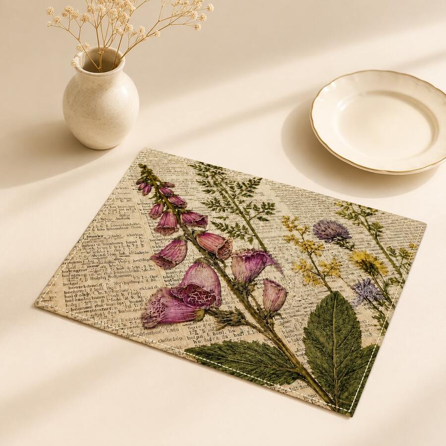 1pc/4pcs/6pcs/8pcs Vintage Newspaper Pattern Placemats, Suitable For Dining Table, Breakfast Mat, Coffee Bar, All-Season Decor, Washable Table Mat, Room Decor, Kitchen Dining Table Mat, Indoor/Outdoor Party Decor, Home Decor, Ideal Gift - Multicolor - View 1