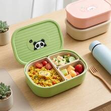 1pc Portable Plastic Lunch Box With Cute Cartoon Pattern, Microwave Bento Box With Detachable 3 Compartments, Leak Proof Fruit Salad Food Storage Container, Divided Lunch Container, Meal Prep Box For Student Adult Use In Home, School, Office, Picnic - Multicolor - View 13