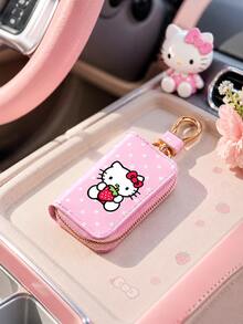 SANRIO 1個 Hello Kitty 車鑰匙保護套，便攜式拉鍊鑰匙收納包附掛鉤夾，可愛女性車鑰匙鑰匙圈收納袋，適合日常攜帶與旅行 - 彩色 - 查看 7