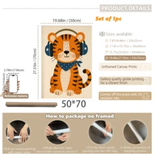 1pc Framed Canvas Wall Art For Baby Nursery, Tiger Theme Baby Room Wall Decor, Cute Tiger Pattern, Jungle Animal Theme Baby Room Decoration, Wildlife Zoo Theme Baby Room Art, Children's Tiger Poster, Children's Room Decor, Framed Toddler Room Wall Art Perfect For Playroom Decor, Kindergarten Decor, Boys Room Decor, Girls Bedroom Decor, Children's Room Decor, Children's Room Poster, Classroom Decor - Multicolor - View 14