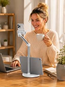 Bed Tablet Holder, Adjustable Long Arm Phone Clamp, 360° Rotating Slouchy Arm Metal Clamp Mount, Foldable Overhead Smartphone & Tablet Stand For Desk Bedside Bed Edge, Recording Live Streaming, Hands-Free Viewing, For 4-13 Inch Devices Kindle - Multicolor - View 9