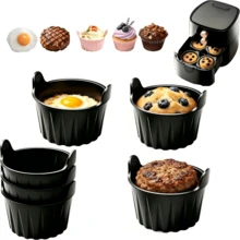 4pcs Silicone Air Fryer Baking Small Cake Cups, Oven And Microwave Cake Molds, Baking Muffin Cups, Perfect For Eggs, Pancakes, Pudding, Tarts, Custard, Easy Grip Design, Heat Resistant Material, Home Baking - View 8
