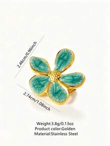 VceTd1PCS Fashionable Vacation Style Stainless Steel Women's Brooch With Asymmetrical Flower Decoration, Suitable For Daily Wear, Vacation Or Gift - Golden - View 11