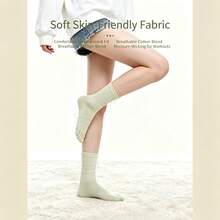 1 Pair Mid-Calf Five Toe Yoga Socks, Non Slip Silicone Grips Breathable Cotton Split Toe Pilates Socks For Girl Fitness Workout - Multicolor - View 3