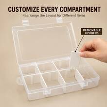 1PC/2PCS Clear Storage Organizer Box With Removable Dividers, Adjustable Compartment Plastic Container For Jewelry, Small Parts, Crafts & Desk Accessories - Clear - View 4