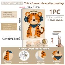 1pc Framed Canvas Wall Art For Baby Nursery, Tiger Theme Baby Room Wall Decor, Cute Tiger Pattern, Jungle Animal Theme Baby Room Decoration, Wildlife Zoo Theme Baby Room Art, Children's Tiger Poster, Children's Room Decor, Framed Toddler Room Wall Art Perfect For Playroom Decor, Kindergarten Decor, Boys Room Decor, Girls Bedroom Decor, Children's Room Decor, Children's Room Poster, Classroom Decor - Multicolor - View 13