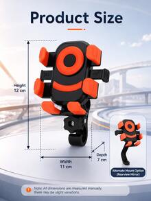 Motorcycle Phone Holder 6-Claw 360° Rotating Anti-Shake Bicycle Phone Mount Universal Shock-Absorbing ABS Phone Bracket Handlebar And Rearview Mirror Mount Suitable For Bicycle, Scooter, Electric Bike, Lightweight Motorcycle, Motorcycle, GPS Navigation, Motorcycle Accessories - A - View 11
