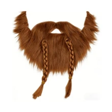 1pc Brown Viking Style 5-Braid & Double-Braid Faux Hair Beard - Wild Beard Styling, Suitable For Halloween, Christmas And Other Holiday Costume Props, Makeup Party Costume Accessories, Beard Mask, Cosplay Props - Multicolor - View 8