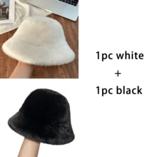 3pcs Fuzzy Plush Bucket Hat Autumn Winter Warm Versatile Fashion Headwear Face Slimming Windproof Bucket Hat For Daily Outdoor Travel - Multicolor - View 12
