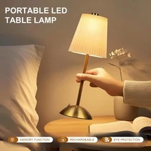 Cordless Rechargeable Table Lamp, 3 Color Touch Light, Bronze, Gift | Battery Powered Decorative Lamp Beige Fabric Lampshade Suitable For Bedroom Kitchen Living Room Office Nursery Bathroom Dorm - Various - View 11
