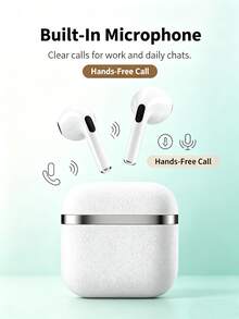 Earbud Stereo Nirkabel Sejati (TWS), Pemasangan Bluetooth Stabil, Mikrofon Terintegrasi, Kontrol Sentuh, Daya Tahan Baterai Lama, Desain In-Ear yang Nyaman, Cocok untuk Musik dan Obrolan - Putih - View 4
