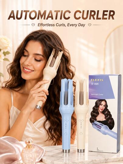 Rizador automático giratorio, temperatura ajustable, calentamiento rápido, rizador de 28 mm, peinado rápido y fácil, tecnología antifrizz, portátil y fácil de usar, rizador