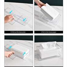 1Pc Transparent Tissue Box, Simple Desk Home High-Appearance Tissue Storage Multifunctional, Creative Bathroom Toilet Paper Box - Multicolor - View 5