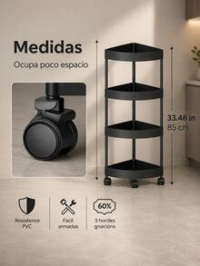 4-Tier Multifunctional Corner Shelf With Wheels – Organize Your Space In Seconds - View 3