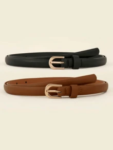2 Pcs Ladies Faux Leather Waist Belts, Frayed Edge, Dresses, PU Quality Fall, Autumn, Halloween - Multicolor - View 5