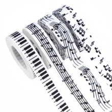 4 Buah Pita Bertema Simbol Musik & Tombol Piano - Pita Dekoratif Hitam & Putih, Cocok untuk Natal, Hari Valentine, Pernikahan, Pembungkus Kado, Desain Seni Liburan, Pita Dekoratif Serbaguna, Pilihan Sempurna untuk Hari Thanksgiving - beraneka warna - View 12