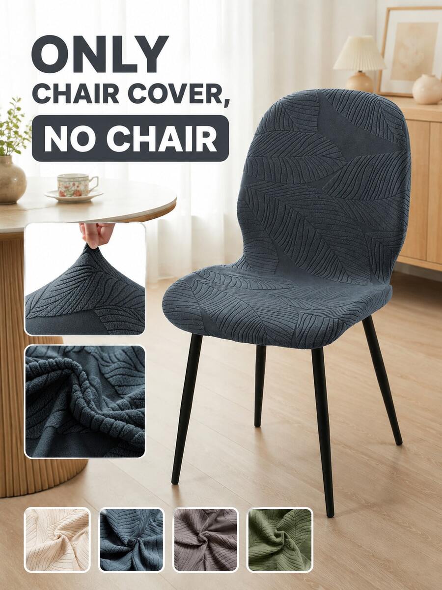 1/2pcs Nordic Curved Dining Chair Slipcovers Solid Color Jacquard Chair Slipcover All Seasons Usable Chair Seat Cover For Wedding Party Home Decor - Multicolor - View 1