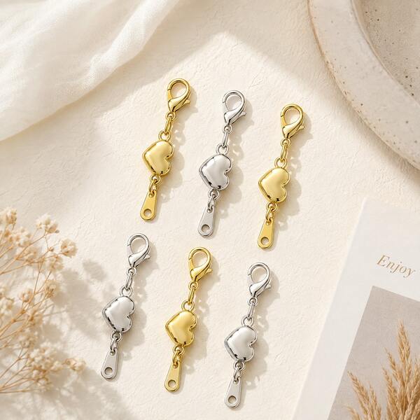 Konektor Kalung Kait Lobster Magnetik Berbentuk Hati, Aksesoris Pembuatan Perhiasan Buatan Tangan, Pengunci Perhiasan, Kait Berbentuk Hati yang Menyelaraskan Sendiri, Konektor Pembuatan Perhiasan, Rantai Perpanjangan, Emas & Perak