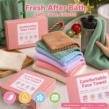 Set Lap Mandi Premium 6/14 Buah - Mudah Kering - Lap Mandi Lembut Serat Mikro Beludru Karang Sangat Menyerap - Serbaguna untuk Mandi, Spa, Wajah, Handuk Ujung Jari, Set Kotak Hadiah Natal. - MultiWarna - View 2
