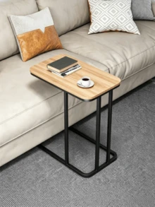 1pc Narrow Sofa Side Table‑With Wood Grain Tabletop And Metal Frame, Sturdy And Durable, Movable Side Table, Can Be Used As Coffee Table / Computer Table / Tea Table, Suitable For Placing Beside Sofa And In Bedroom, Usable Indoors And Outdoors - Multiple Specifications - View 6