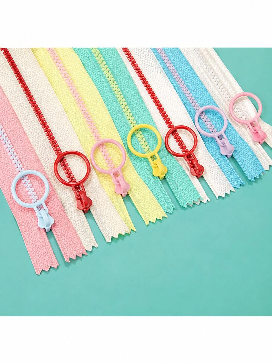 10pcs Small Zipper Pencil Pouches, Colorful Contrast Stationery Storage Bags, 3# Resin Zipper With Self-Locking Slider, Multi-Function Cosmetic Organizer, Random Colors