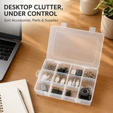 1PC/2PCS Clear Storage Organizer Box With Removable Dividers, Adjustable Compartment Plastic Container For Jewelry, Small Parts, Crafts & Desk Accessories - Clear - View 3