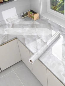 1 pieza Adhesivo autoadhesivo resistente al agua y al calor, a prueba de aceite, de mármol gris claro, adecuado para estufas, gabinetes y renovación de azulejos, pegatinas, vinilos decorativos para el hogar, artículos de decoración de primavera para refrescar tu hogar, pegatinas de decoración Rama, regalos de cumpleaños y graduación - Gris Claro - Ver 15
