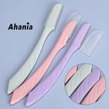 Ahania Kit de 3 Navalha para Sobrancelha com Cabo Antiderrapante, Aparador de Pelos Facial, Facil de Usar para Iniciante - Visão 3