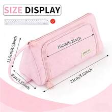 Large-Capacity Pen Bag,School Pencil Case Supplies,Stationery Storage Bag,Simple Color,Easy To Carry,Adult Students Applicable - Pink - View 2