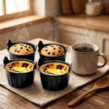 4pcs Silicone Air Fryer Baking Small Cake Cups, Oven And Microwave Cake Molds, Baking Muffin Cups, Perfect For Eggs, Pancakes, Pudding, Tarts, Custard, Easy Grip Design, Heat Resistant Material, Home Baking - View 10