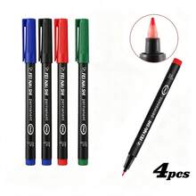 3/4/16pcs Fine Tip Permanent Marker Pens – Bright Colors (Black, Blue, Red, Green) For DIY Painting, Drawing, And Design - Round - View 9