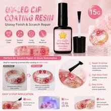 5Pcs UV Dip Coating Resin Gloss/Glanz Set, ForPolished Resin Finished Works Brightening & Sealing Craft Supplies, High Transparency Fast-Curing Anti-Yellowing Waterproof Resin Glue - 5pcs/set - View 7