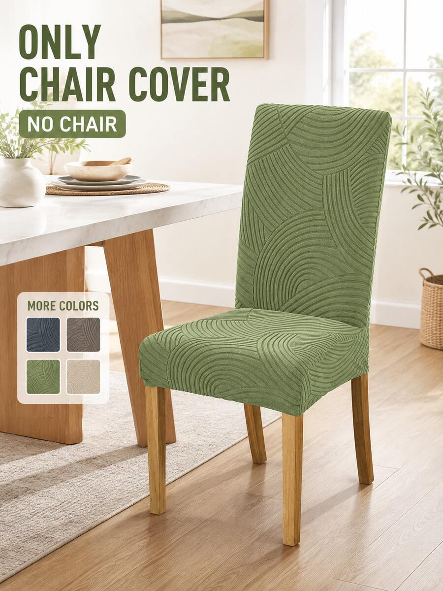 1/4pcs Solid Color Dining Chair Cover, Elastic Full Chair Protector Slipcover, Suitable For Kitchen, Wedding, Party, All Seasons - Green - View 1