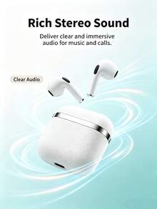 Earbud Stereo Nirkabel Sejati (TWS), Pemasangan Bluetooth Stabil, Mikrofon Terintegrasi, Kontrol Sentuh, Daya Tahan Baterai Lama, Desain In-Ear yang Nyaman, Cocok untuk Musik dan Obrolan - Putih - View 5