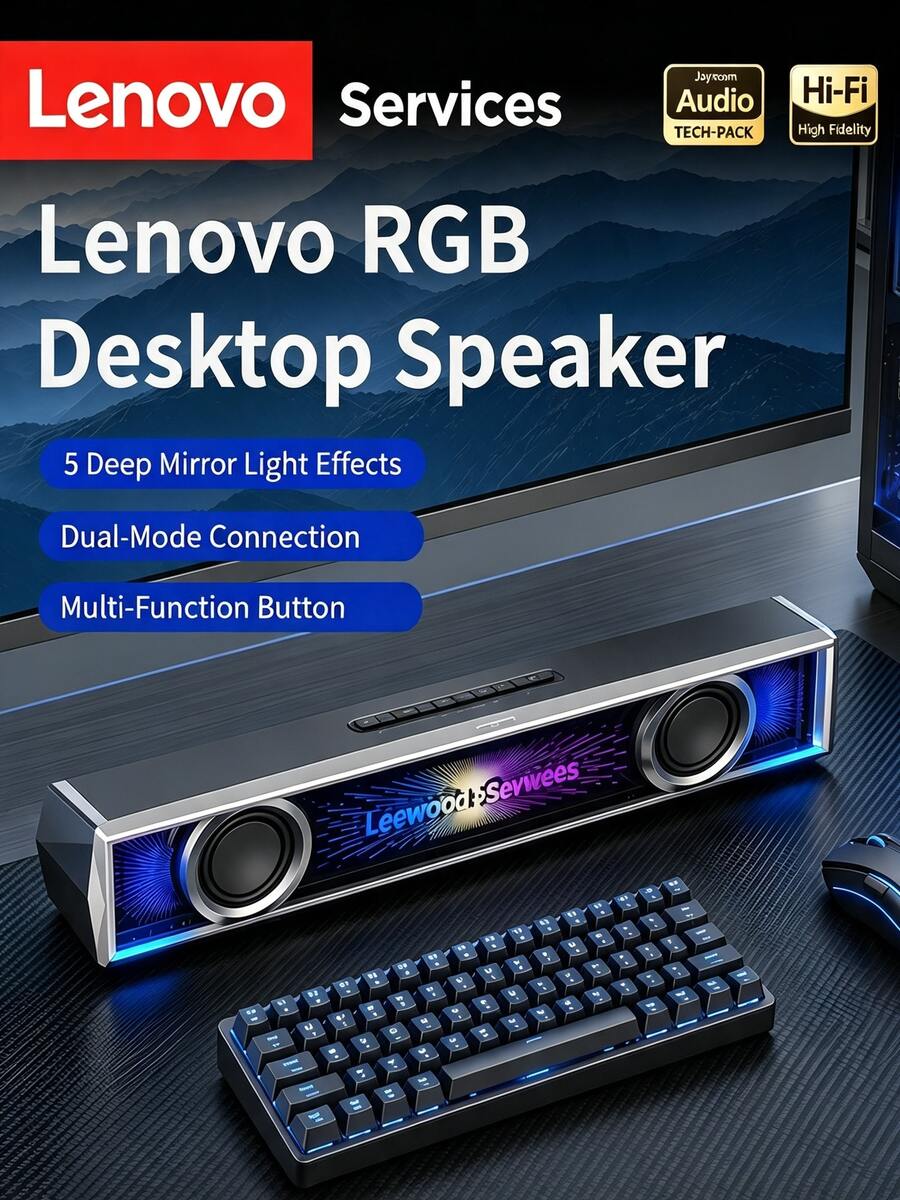 Lenovo B02 RGB Desktop Bluetooth Speaker, With Surround Sound, USB Powered Speaker, Wired & Wireless Connection Suitable For Computer, Laptop, Gaming Setup - View 1