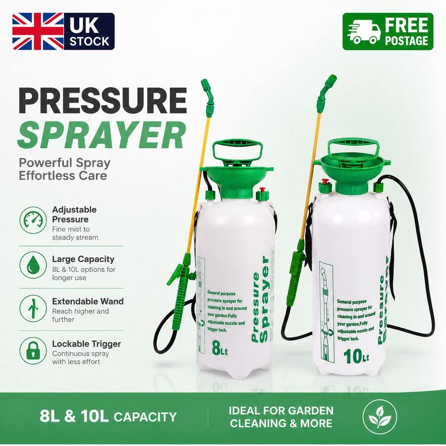 Pressure Spray Bottle Garden Sprayer Portable Hand Pump 8, 10L Spray Bottle - Green - View 1