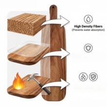 Premium Rectangular Extra-Long Wooden Cutting Board - Kitchen Cutting Board With Creative Handle Serving Board - Functions As Bread Board, Charcuterie Board, Cheese Board, Wooden Board | All-Wood Material | Suitable For Meat, Bread, Cheese, Vegetables And Party Use, Easy To Clean, Essential Kitchen Tool, Perfect Holiday Gift, Cutting Board, Kitchen Accessory, Halloween - Camel - View 5