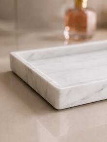 1pc Luxury Marble Pattern Rectangular Vanity Tray, Elegant Fragrance Jewelry Candle And Reed Diffuser Storage Tray, Decorative Bathroom Countertop And Bedroom Vanity Organizer, Fashion Home Decor Women's Gift, Wedding Bridesmaid Gift, Room Decoration - Multiple Styles 1 - View 9