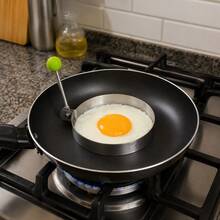 Forma Redonda Antiaderente para Fritar Ovos e Omeletes em Inox com Cabo Retratil e Concha Multiuso para Cozinha - Prata - Visão 3