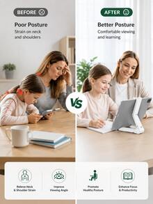 Dudukan Tablet Lipat untuk Meja, Dudukan Portabel yang Dapat Diatur dan Tempat Ponsel, Dudukan Tablet Meja Bahan ABS dengan Alas Stabil, Dudukan Tablet dan Smartphone Lipat Multi-Sudut, Cocok untuk Meja Rumah, Kantor, Dapur, Kerja, Belajar, Panggilan Video, Hitam dan Putih - MultiWarna - View 5