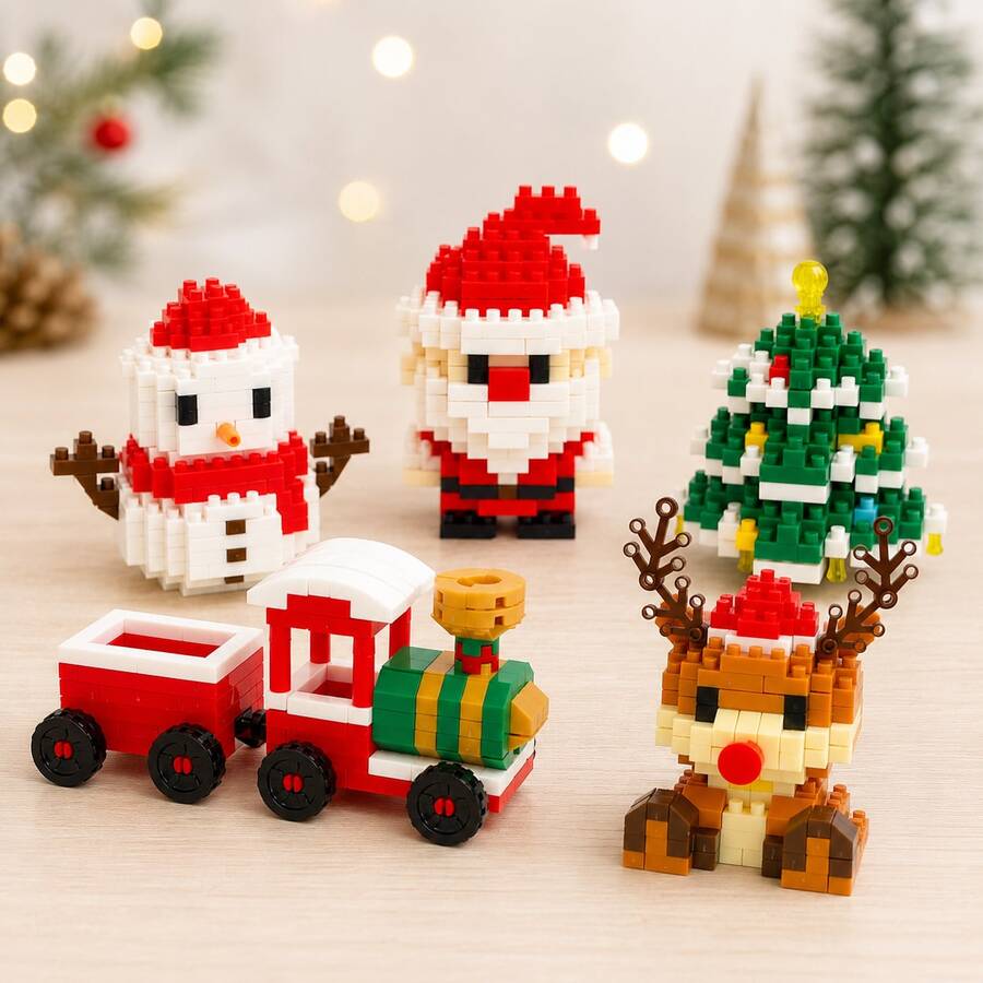 Christmas Building Blocks Set, Christmas Tree, Christmas Train, Santa Claus, Christmas Reindeer, Children's Building Blocks Set, Suitable For Home Decor, New Year Gift, Party Gift, Christmas Gift - JH Multi-color Christmas Set - View 1