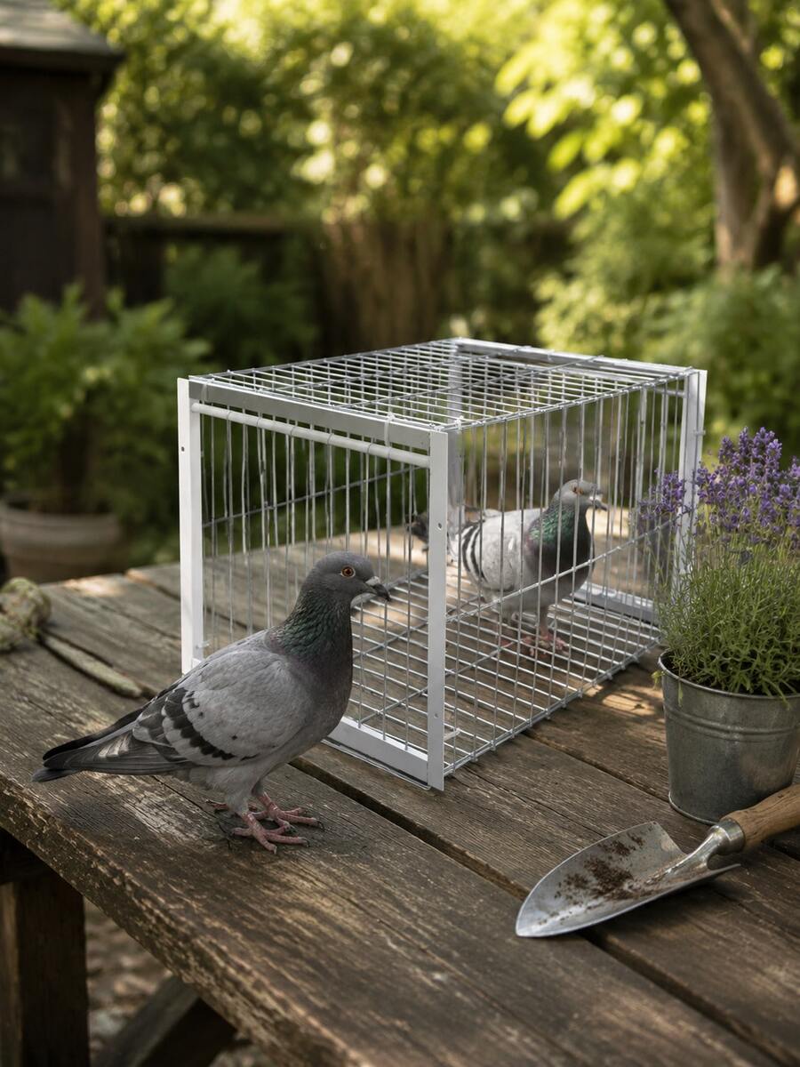 1pc Heavy Duty Alloy Pigeon Cage With Automatic Closing Door Locking System, Durable Iron Structure, Sturdy Rectangular Bird Cage With Ventilation, Suitable For Pigeons, Parrots And Other Indoor/Outdoor Use, Easy To Clean Design - 40*30*26 Two Imported - View 1